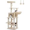 Image 1 : Multi-Level Cat Tower for Indoor Cats with Large Cat Hammock, Cat Condo, Natural Sisal Covered Scrat