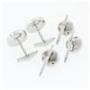 Image 3 : Estate Men's 14k White Gold Round Black Pearl Cuff Links & 3 Button Stud Set