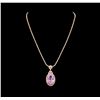 14KT Rose Gold 32.47 ctw GIA Certified Kunzite and Diamond Pendant With Chain