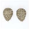 Image 1 : 18K Gold 6.5 ctw Fancy Champagne Diamond Large Domed Tear Drop Earring w/ Enhanc