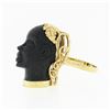 Image 6 : Vintage 14k Yellow Gold Carved Face Detailed Blackamoor Ring w Open Work Setting