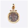 Image 3 : 18K Yellow Gold Ruby & Ancient Roman Copper Coin Pendant