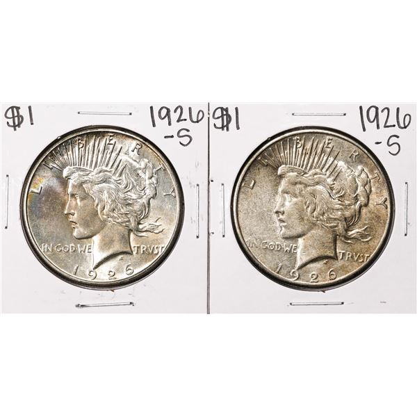 Lot of (2) 1926-S $1 Peace Silver Dollar Coins