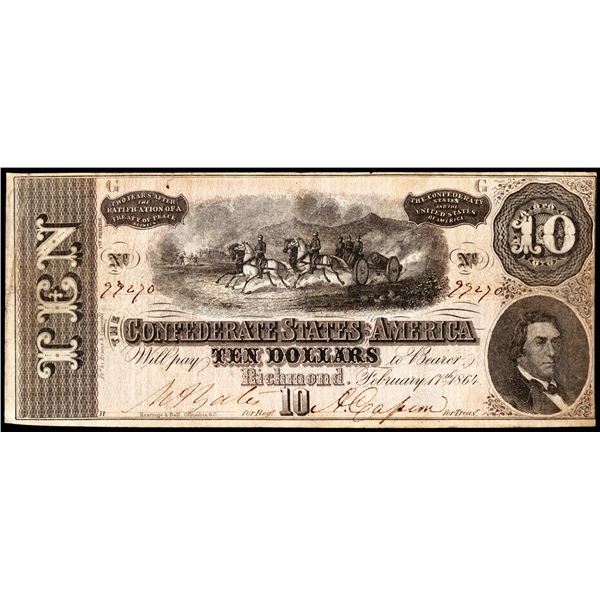 1864 $10 Confederate States of America Note