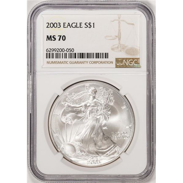2003 $1 American Silver Eagle Coin NGC MS70