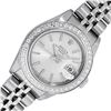 Image 1 : Rolex Ladies Stainless Steel Silver Index Diamond Date Wristwatch