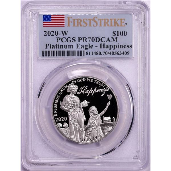 2020-W $100 Proof American Platinum Eagle - Happiness Coin PCGS PR70DCAM