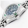 Image 9 : Rolex Ladies Stainless Steel Blue Roman Emerald and Diamond Datejust Wristwatch
