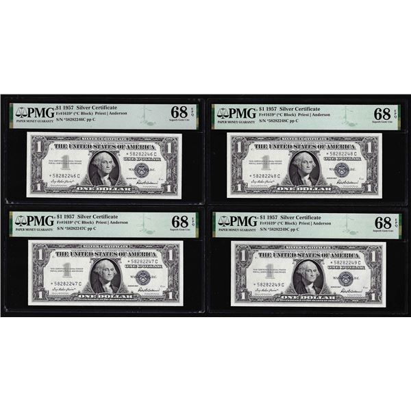 (4) Consecutive 1957 $1 Silver Certificate Star Notes Fr.1619* PMG Superb Gem Unc. 68EPQ