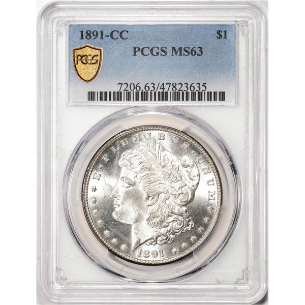 1891-CC $1 Morgan Silver Dollar Coin PCGS MS63