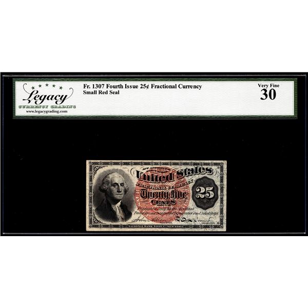 1863 Fourth Issue 25 Cents Fractional Currency Note Fr.1307 Legacy Very Fine 30