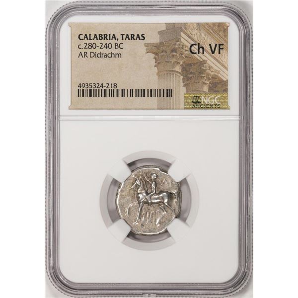 c.280-240 BC Calabria Taras AR Didrachm Ancient Coin NGC Ch VF