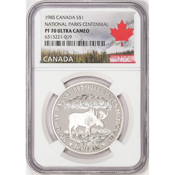 1985 Canada $1 Proof National Parks Centennial Silver Dollar Coin NGC PF70 Ultra Cam