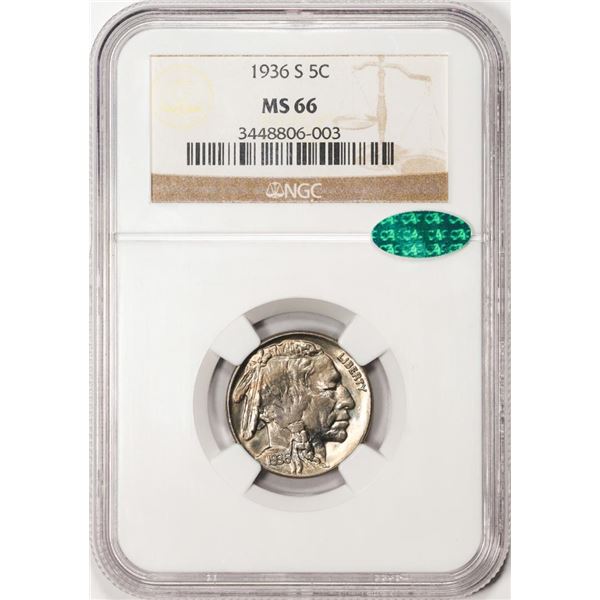1936-S Buffalo Nickel Coin NGC MS66 CAC