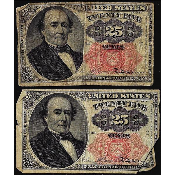 Lot of (2) 1874 Twenty-Five Cent Fractional Currency Notes