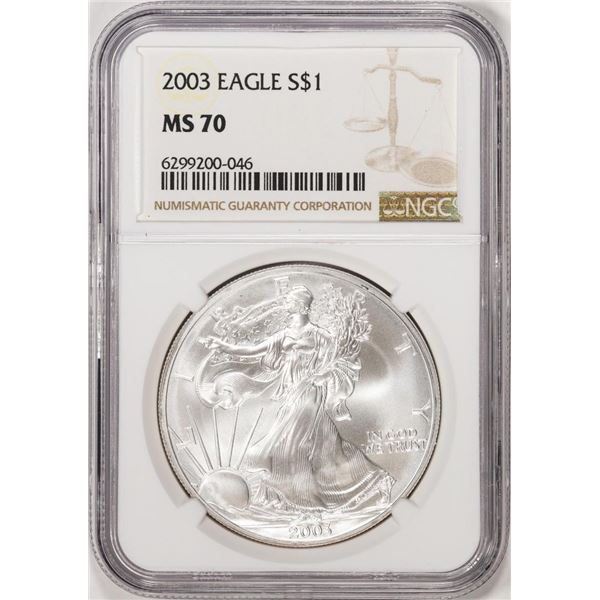2003 $1 American Silver Eagle Coin NGC MS70
