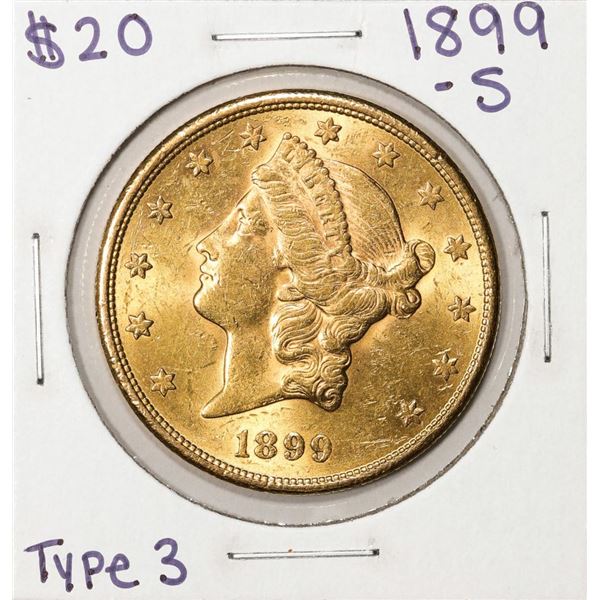 1899-S Type 3 $20 Liberty Head Double Eagle Gold Coin