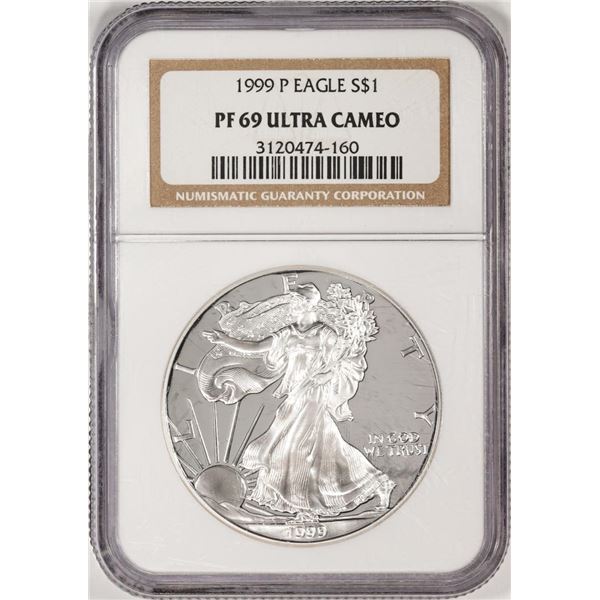1999 $1 Proof American Silver Eagle Coin NGC PF69 Ultra Cameo