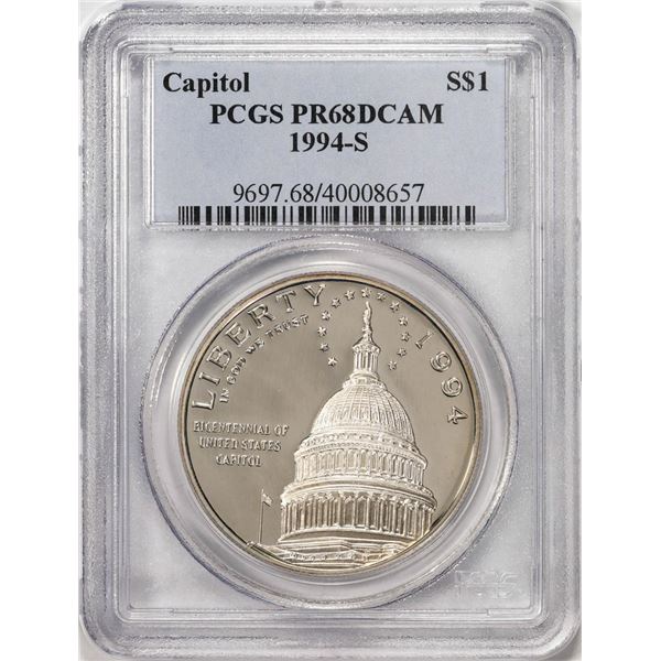 1994-S $1 Proof Capitol Commemorative Silver Dollar Coin PCGS PR68DCAM
