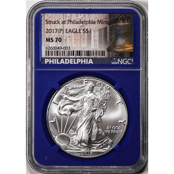 2017(P) $1 American Silver Eagle Coin NGC MS70 Struck at Philadelphia