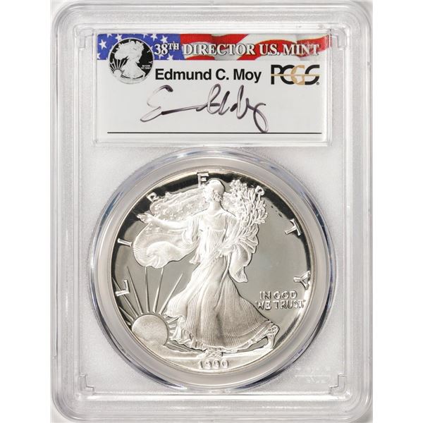 1990-S $1 Proof American Silver Eagle Coin PCGS PR69DCAM Edmund C. Moy Signature