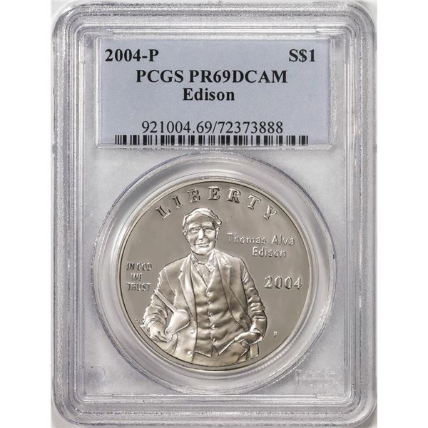2004-P $1 Proof Edison Commemorative Silver Dollar Coin PCGS PR69DCAM