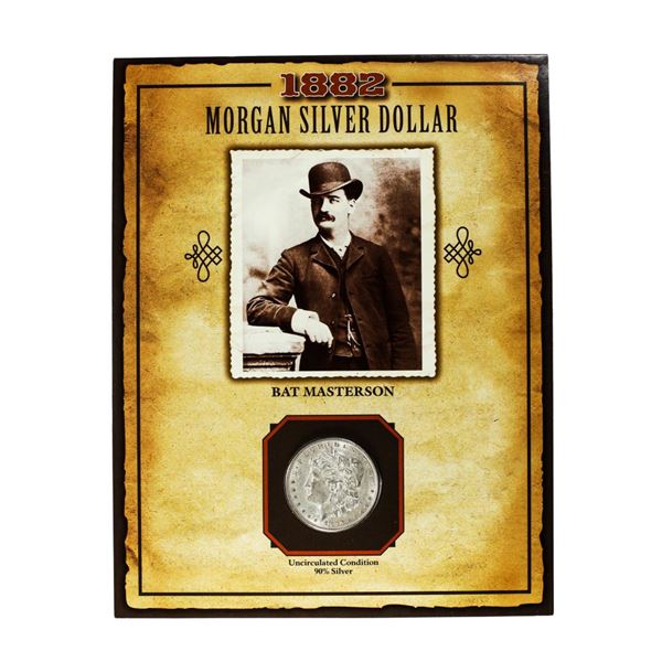 1882 $1 Morgan Silver Dollar Coin Bat Masterson Legends of the Wild West