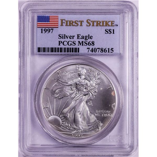 1997 $1 American Silver Eagle Coin PCGS MS68 First Strike