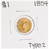Image 1 : 1854 Type 2 $1 Indian Princess Head Gold Dollar Coin