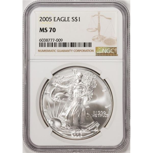2005 $1 American Silver Eagle Coin NGC MS70