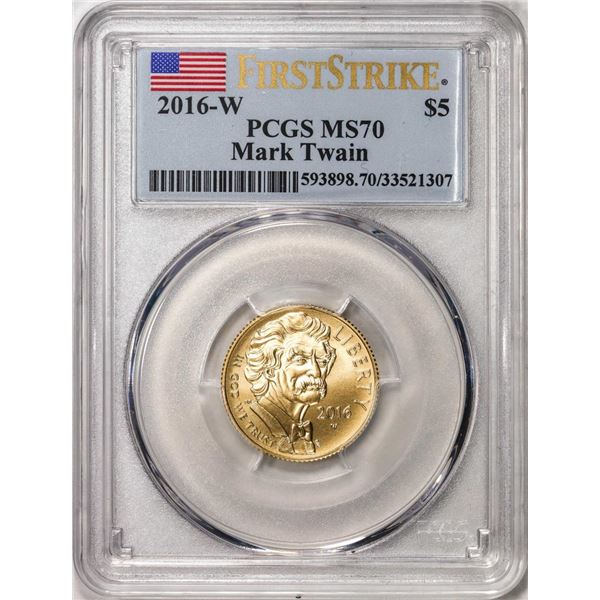 2016-W $5 Mark Twain Commemorative Gold Coin PCGS MS70 First Strike