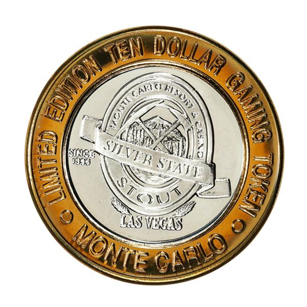 .999 Silver Monte Carlo Las Vegas, Nevada $10 Casino Limited Edition Gaming Token