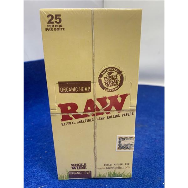 RAW Single Wide Organic Hemp Rolling Papers 25 Boxes