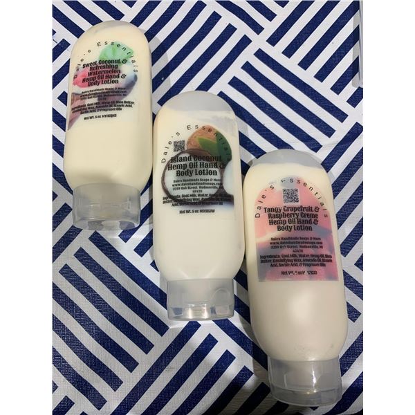 Assorted lot of hemp hand and body lotion 3 x 8oz