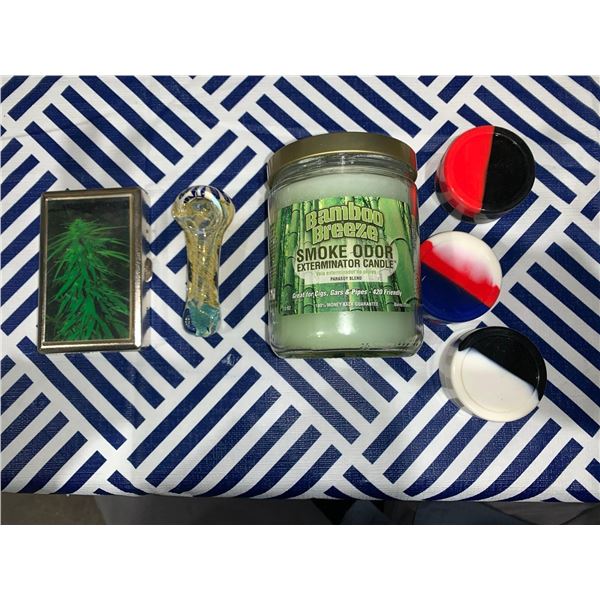 Mixed lot with joint case, pipe, odor exterminator candle and 3 silicone containers