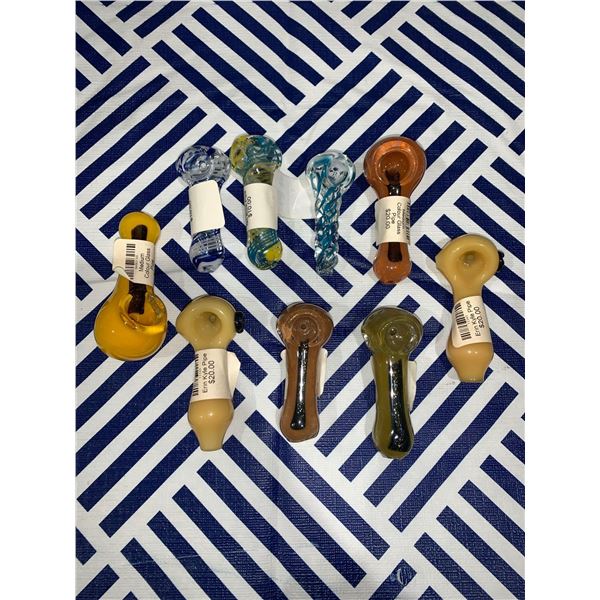 Lot of 9 glass pipes