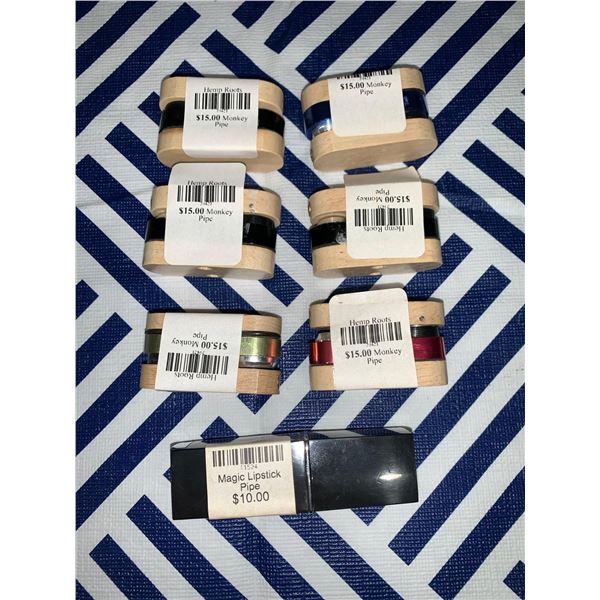 Lot of 6 monkey pipes and 1 magic lipstick pipe