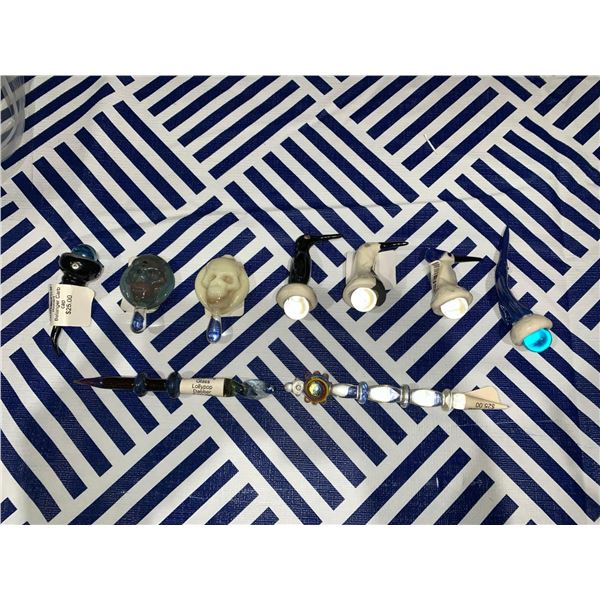 Lot of 9 smoking glass accessories