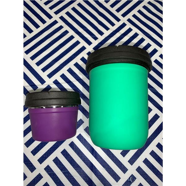 Lot of 2 silicone/glass storage containers