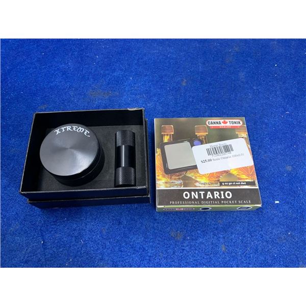 Lot of xtreme grinder and pollen press and ontario scale