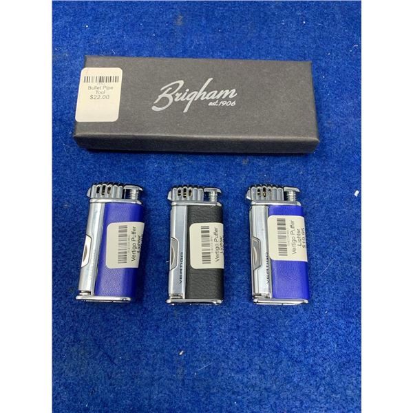 Lot of 3 lighters and bullet pipe
