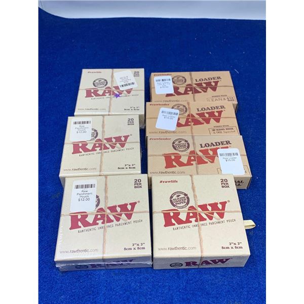 Mixed lot of RAW parchment pouch and loaders