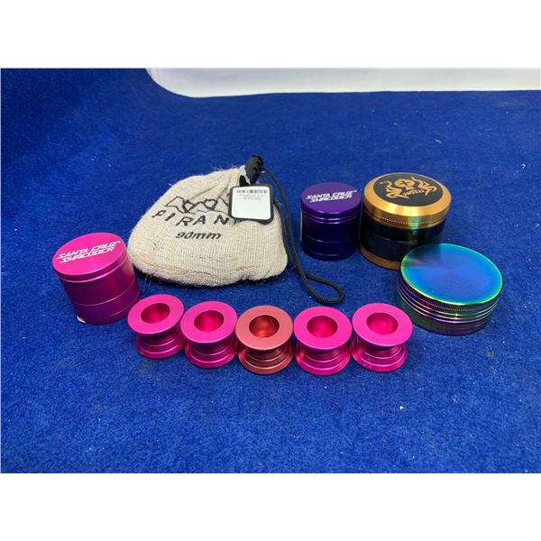 Lot of 5 herb grinders and 5 spacers