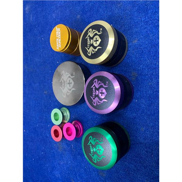 Lot of 5 herb grinders and 3 spacers