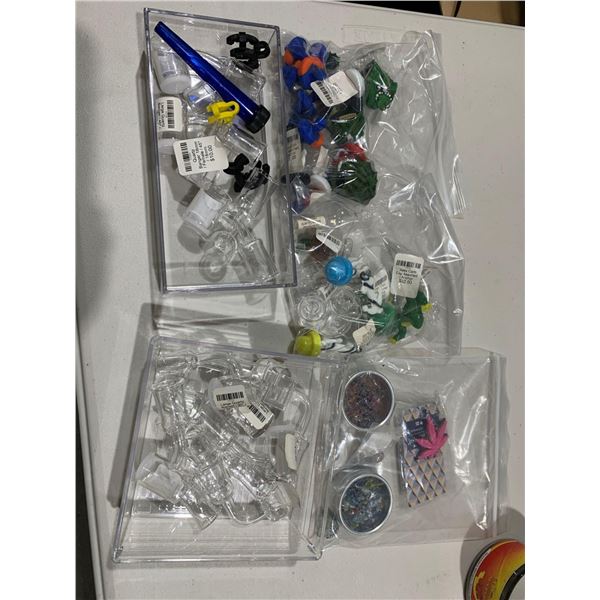Mixed lot of miscellaneous glass pipe parts