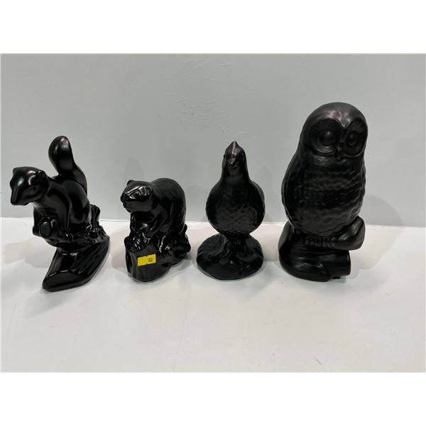 Blue Mountain Pottery Owl, Squirrel and Beaver plus Ceramic Quail 5-9H