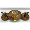Image 1 : Vintage Brass Enamel Dish and Two Candlestick Holders