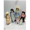 Image 1 : Collection of Six Porclain Dolls 8-18H all with stands