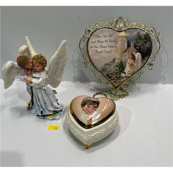 Collection of Decorative  Porcelain Items, Wall Hanging, Princess Diana Music Box and Figurine