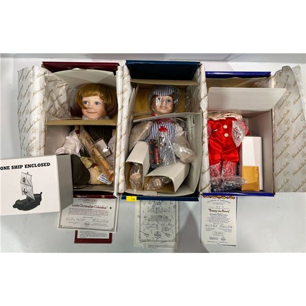 Ashton Drake Galleries Three Handcrafted Porcelain Dolls  NEW in Box